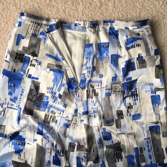 Grace Dane Lewis Blue/White Silk Skirt size 8 - Picture 6 of 8